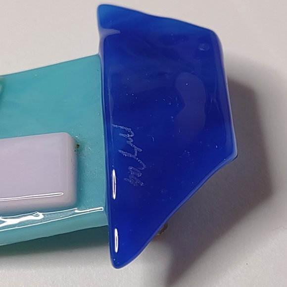 Blue And White Lizano's Glass Haus Brooch - Picture 5 of 8